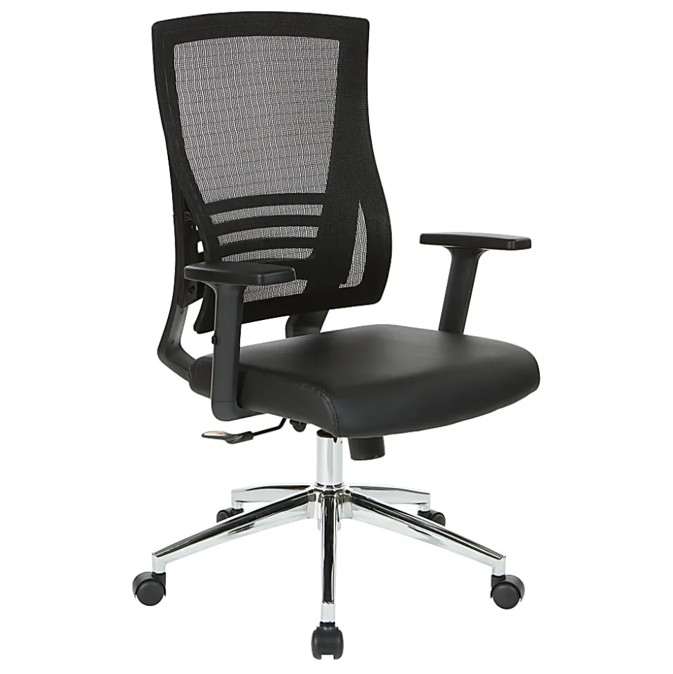 Office Star™ WorkSmart Screen-Back Bonded Leather Manager's Chair, Black