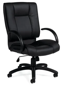 Offices To Go™ Luxehide Bonded Leather High-Back Chair, Black, OTG2700B
