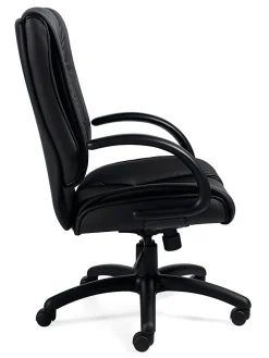 Offices To Go™ Luxehide Bonded Leather High-Back Chair, Black, OTG2700B