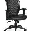 Offices To Go™ Luxhide Ergonomic Bonded Leather Adjustable Mid-Back Chair, Black