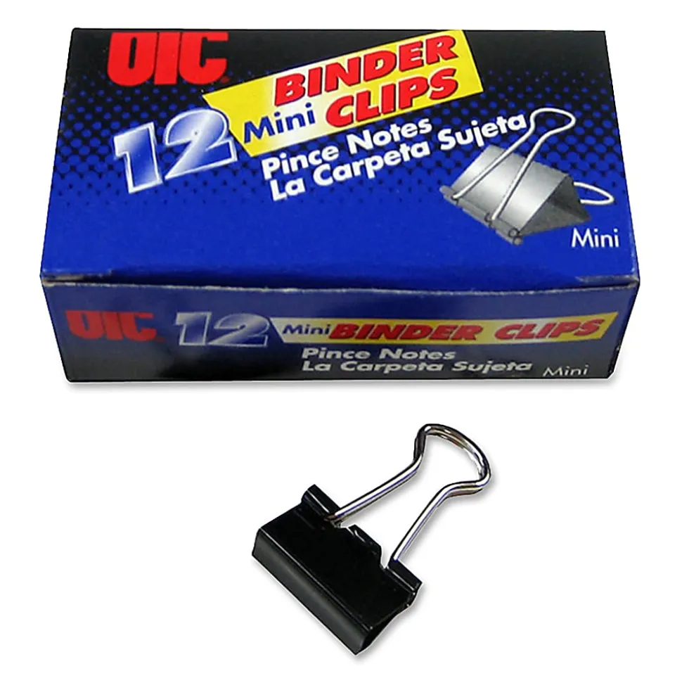 OIC® Binder Clips, Mini, 9/16", Black, Box Of 12