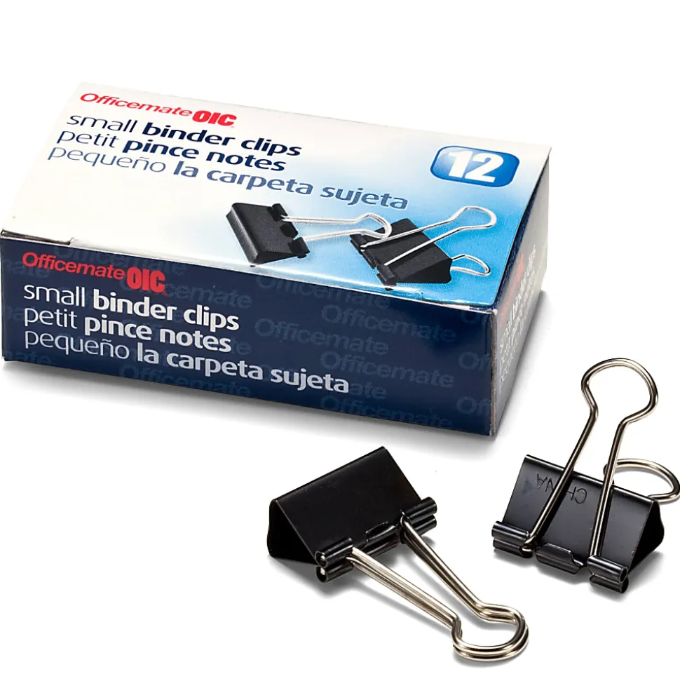 OIC® Binder Clips, Small, 3/4", Black, Box Of 12