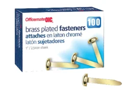 OIC® Brass-Plated Paper Fastener, No. 4, 1", Box Of 100