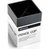 OIC 3-Compartment Pencil Cup - 4" x 2.9" x 2.9" - 1 Each - Black