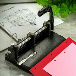 OIC® Heavy-Duty 3-Hole Lever Punch, Black