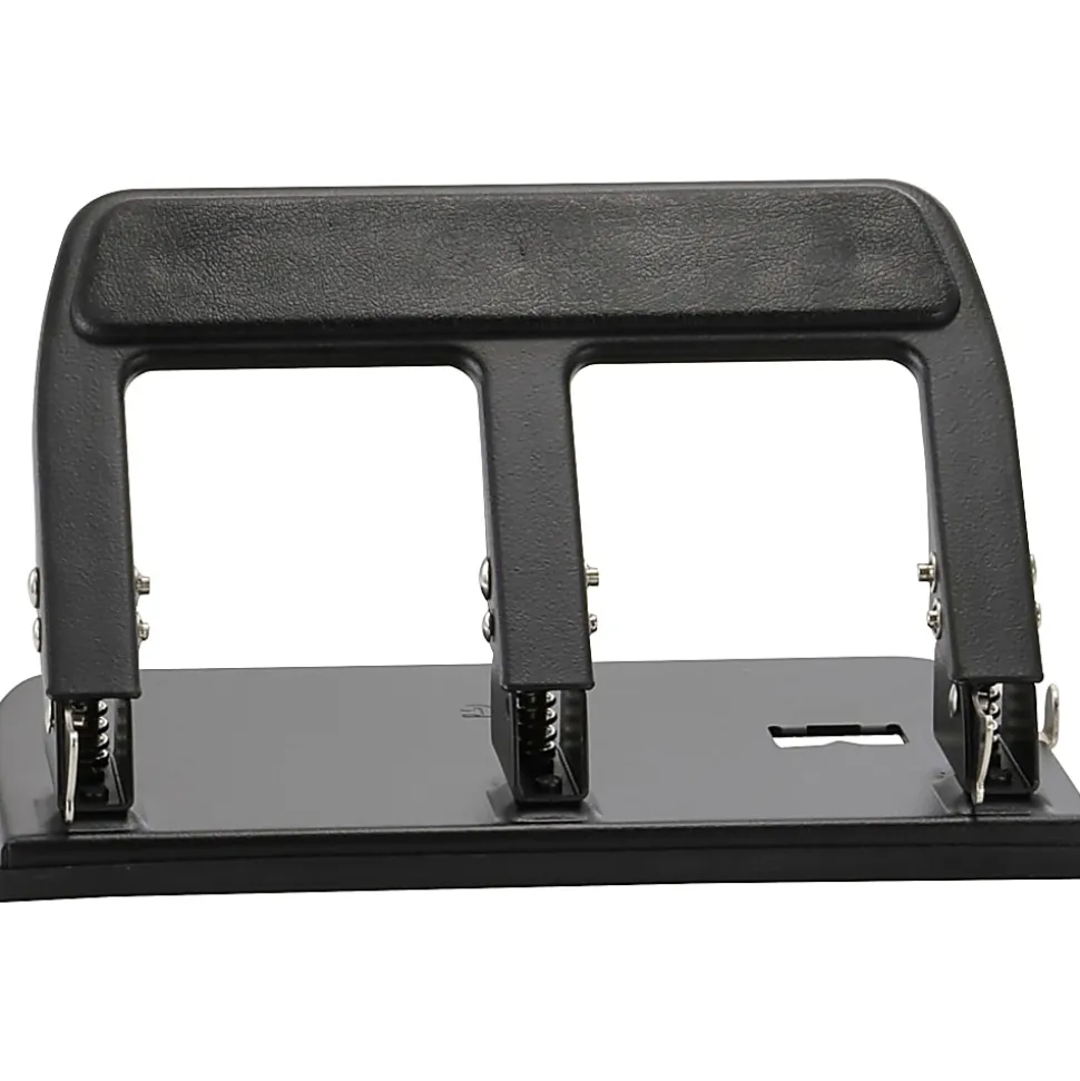 OIC® Heavy-Duty Padded Handle 3-Hole Punch, Black