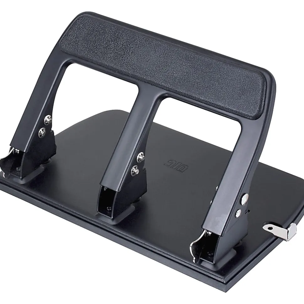 OIC® Heavy-Duty Padded Handle 3-Hole Punch, Black