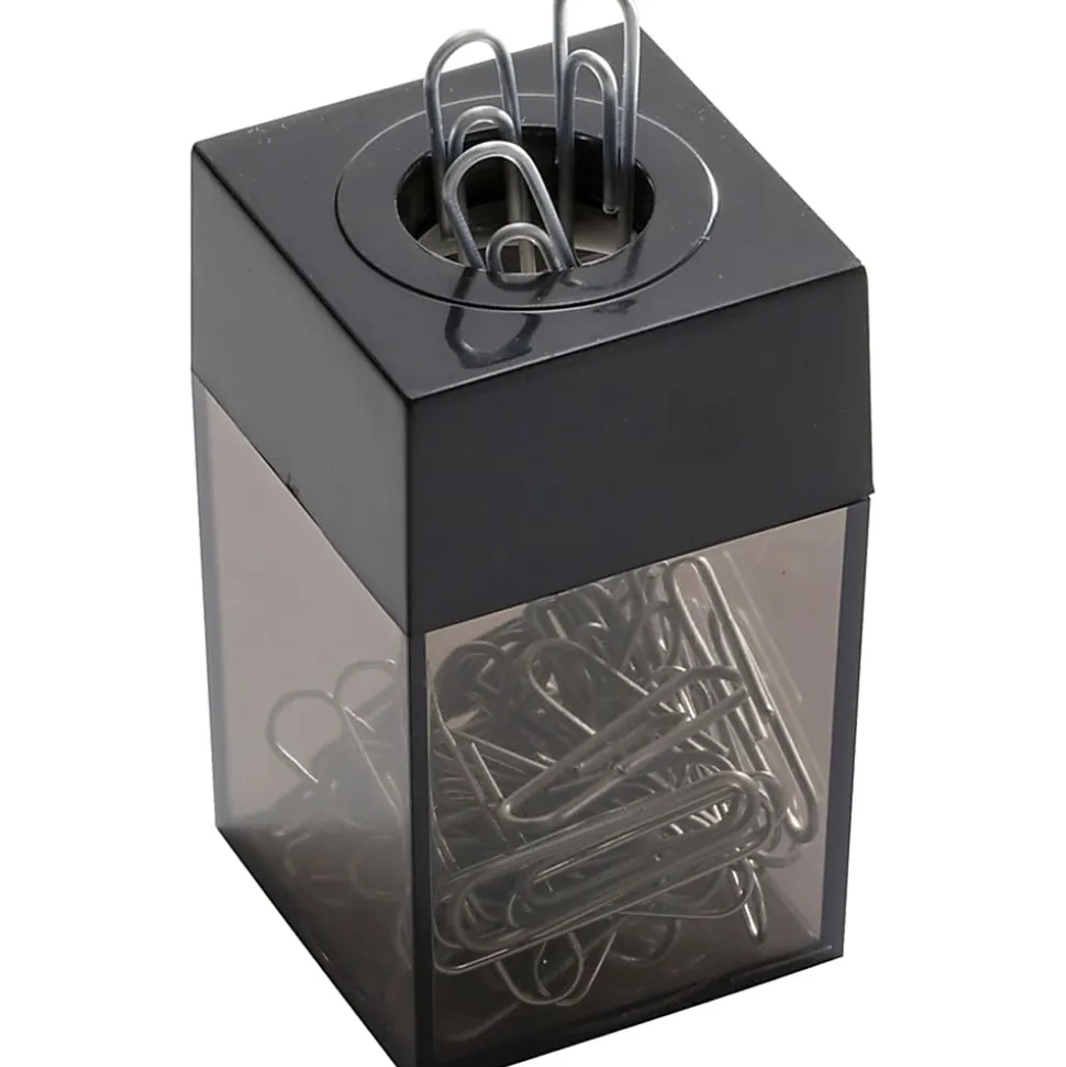 OIC® Magnetic Clip Dispenser, Small, 100 Clip Capacity, Black/Smoke