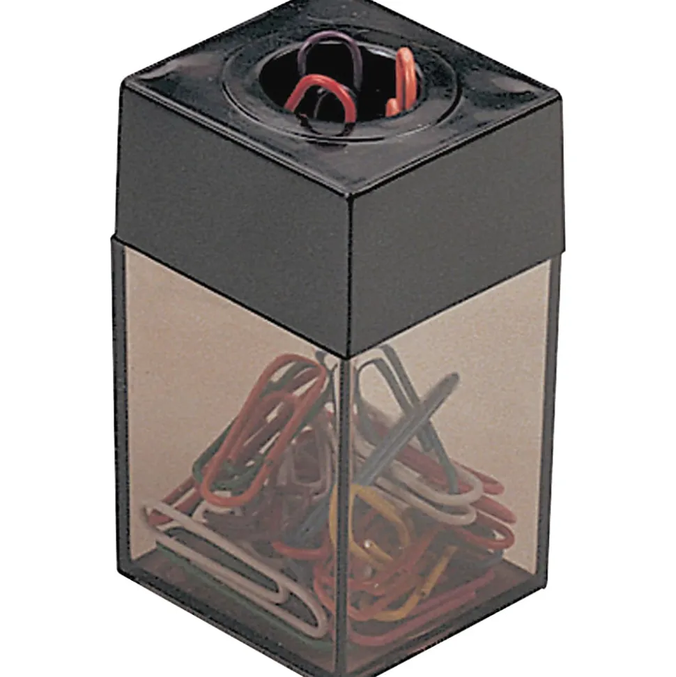 OIC® Magnetic Clip Dispenser, Small, 100 Clip Capacity, Black/Smoke