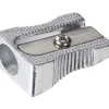OIC® Metallic Aluminum Handheld Pencil Sharpeners, Silver, Pack Of 4