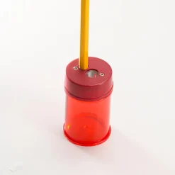 OIC Officemate Double Barrel Pencil/Crayon Sharpener  2 Hole(s)  2.1"H x 1.4"W x 1.4"D  Translucent Red  1 Each