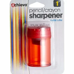 OIC Officemate Double Barrel Pencil/Crayon Sharpener  2 Hole(s)  2.1"H x 1.4"W x 1.4"D  Translucent Red  1 Each