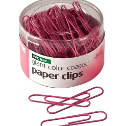 OIC® Paper Clips, Tub Of 80, Jumbo, Breast Cancer Awareness