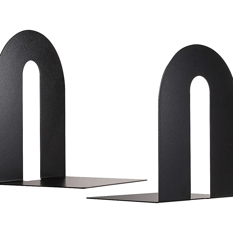 OIC® Steel Construction Heavy-Duty Bookends, Non-Skid, 10"H, Black, Set Of 2