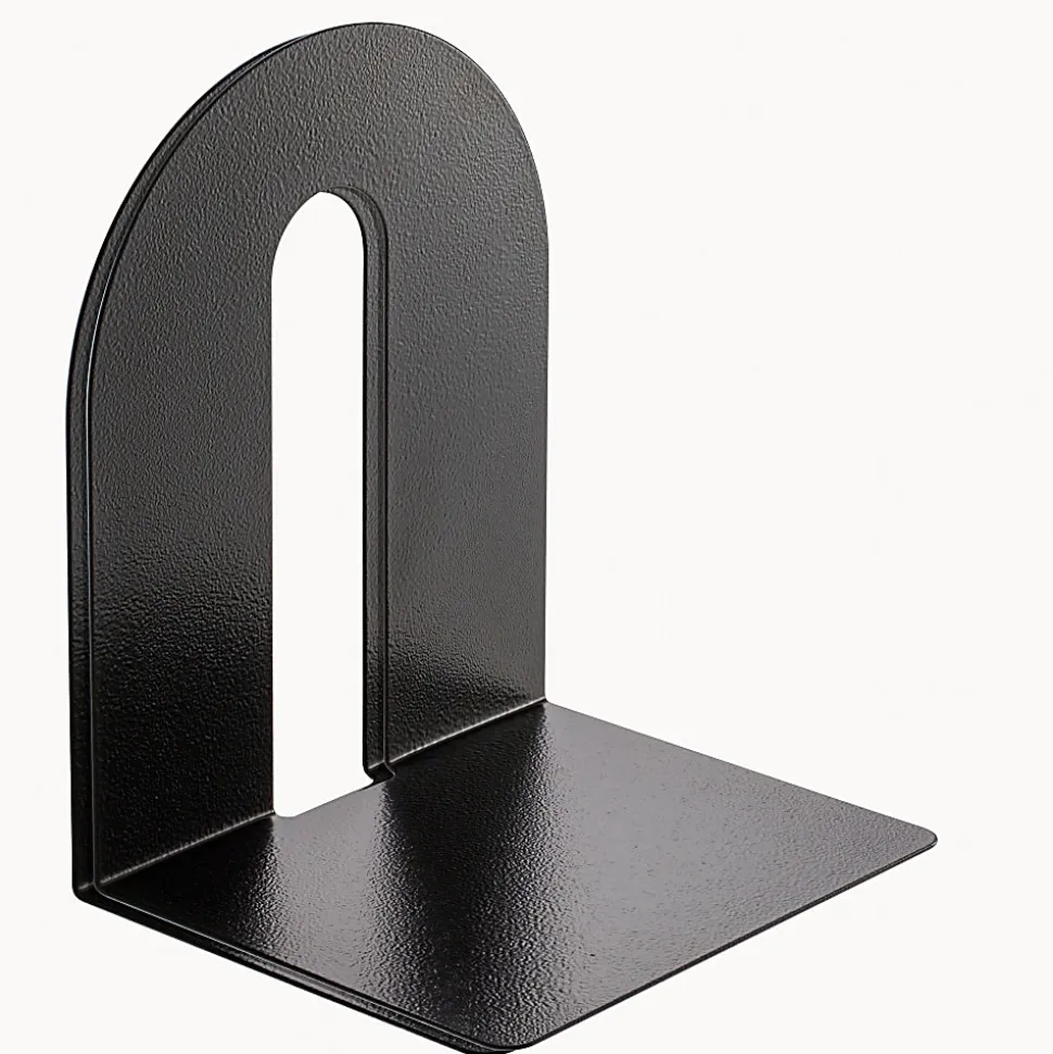 OIC® Steel Construction Heavy-Duty Bookends, Non-Skid, 10"H, Black, Set Of 2