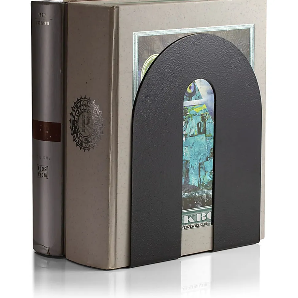 OIC® Steel Construction Heavy-Duty Bookends, Non-Skid, 10"H, Black, Set Of 2