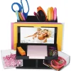 OIC VersaPlus Plastic 9-Compartment Desk Organizer, 5 1/2"H x 6 1/4"W x 6 5/16"D, Black/Clear