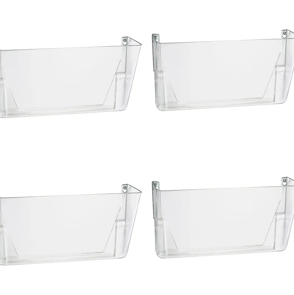 OIC Wall Mountable Plastic Space-Saving Files, 7" x 13" x 4.1", Clear, Carton Of 4