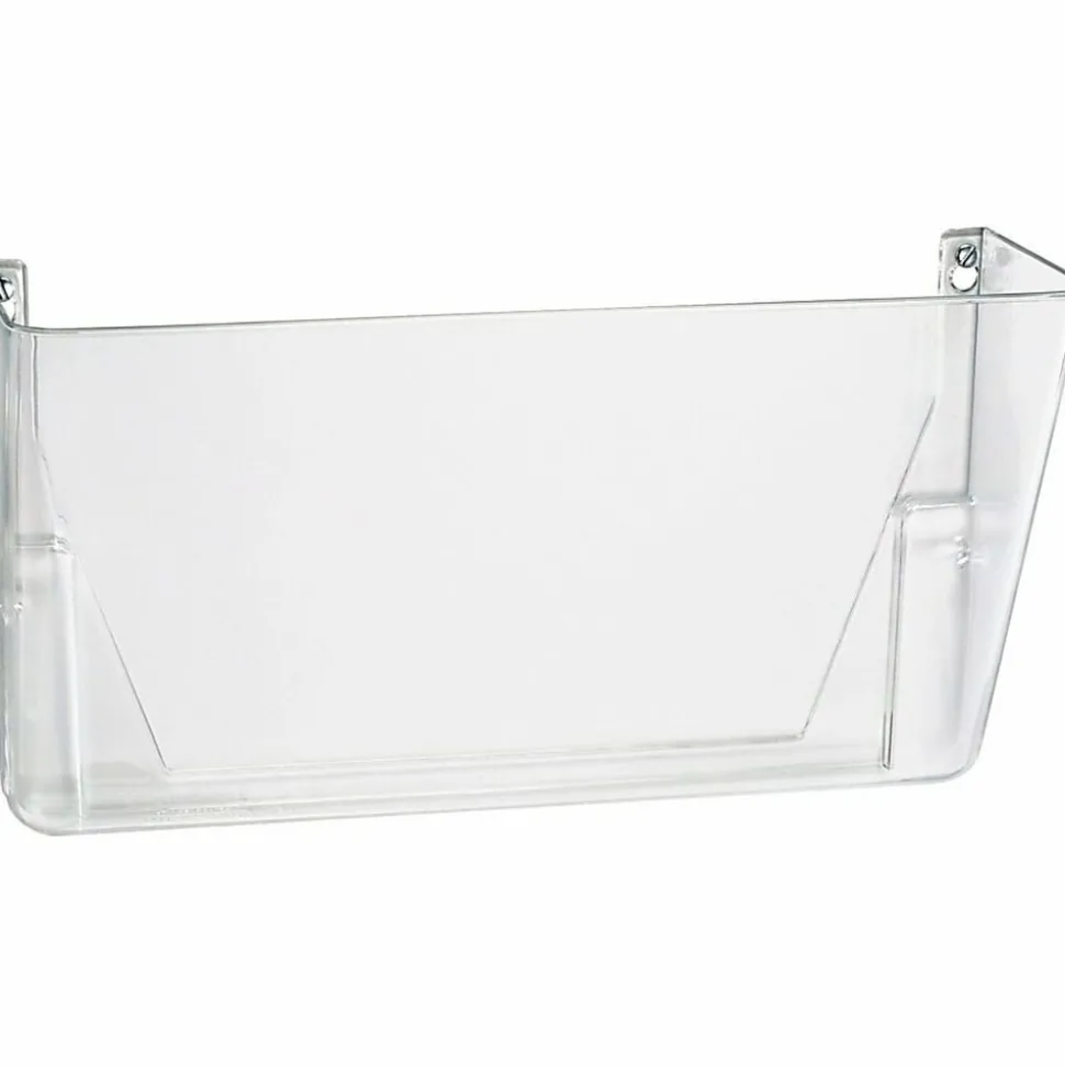 OIC Wall Mountable Plastic Space-Saving Files, 7" x 13" x 4.1", Clear, Carton Of 4