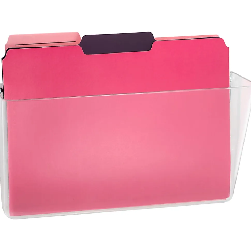 OIC Wall Mountable Plastic Space-Saving Files, 7" x 13" x 4.1", Clear, Carton Of 4