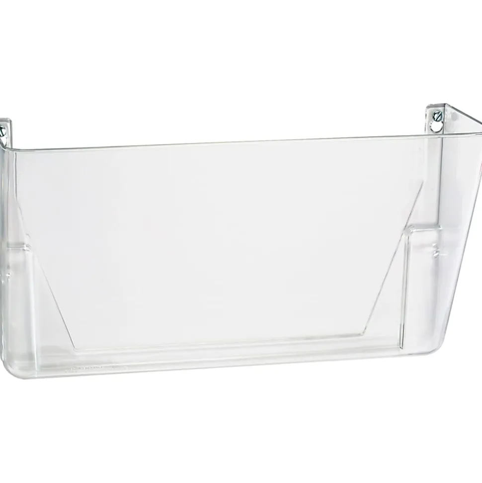 OIC Wall Mountable Plastic Space-Saving Files, 7" x 13" x 4.1", Clear, Carton Of 4