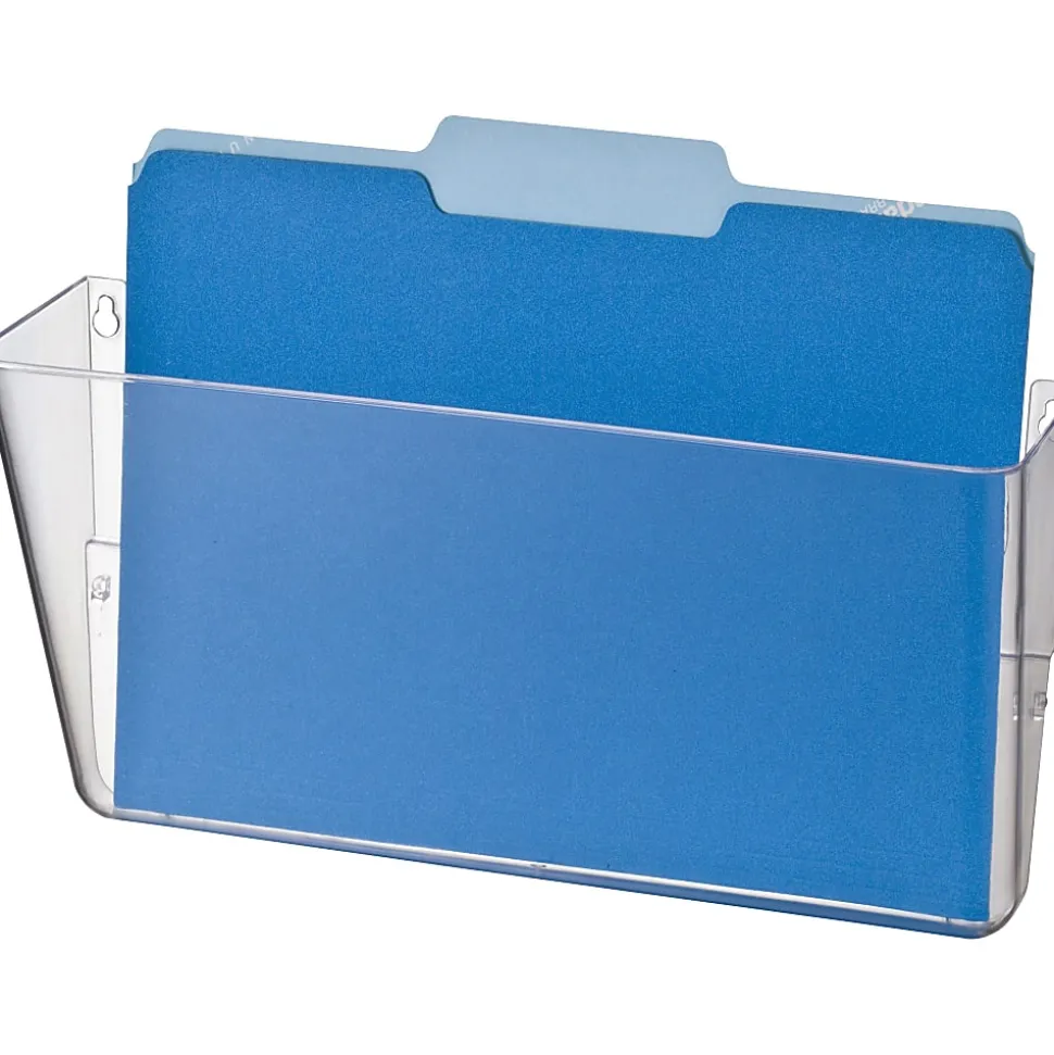 OIC Wall Mountable Plastic Space-Saving Files, 7" x 13" x 4.1", Clear, Carton Of 4