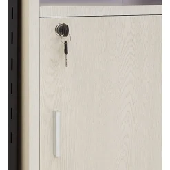 Oklahoma Sound? Premium Plus Presentation Cart With Storage Cabinet, Ivory/Black