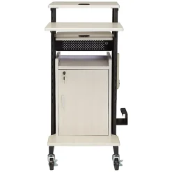 Oklahoma Sound? Premium Plus Presentation Cart With Storage Cabinet, Ivory/Black