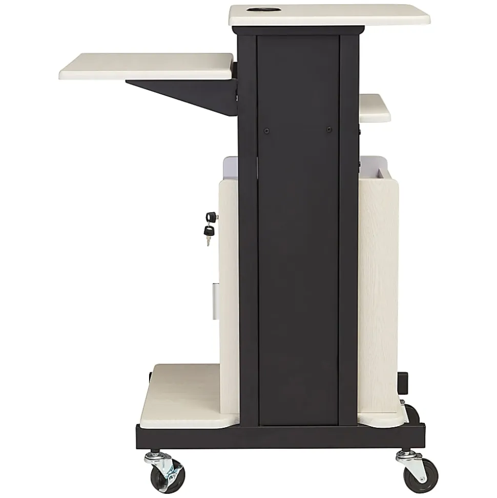 Oklahoma Sound? Premium Plus Presentation Cart With Storage Cabinet, Ivory/Black