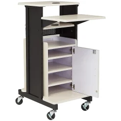 Oklahoma Sound? Premium Plus Presentation Cart With Storage Cabinet, Ivory/Black