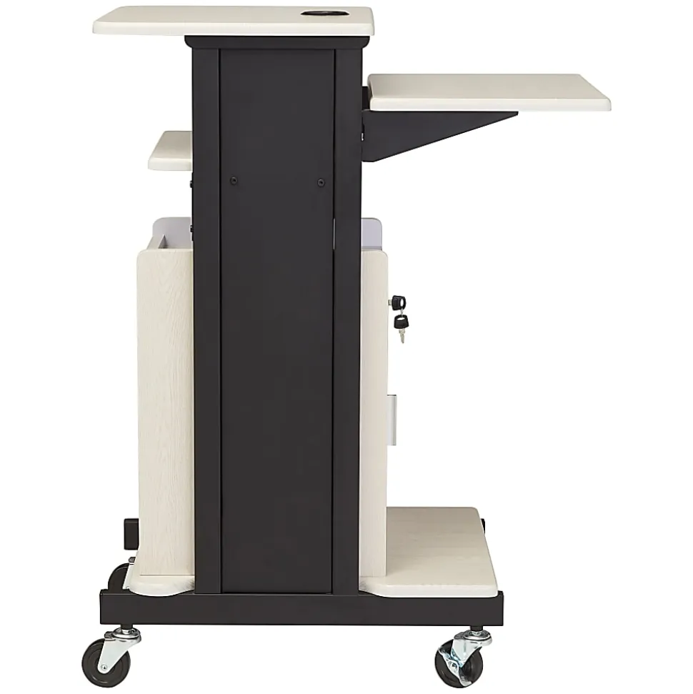 Oklahoma Sound? Premium Plus Presentation Cart With Storage Cabinet, Ivory/Black