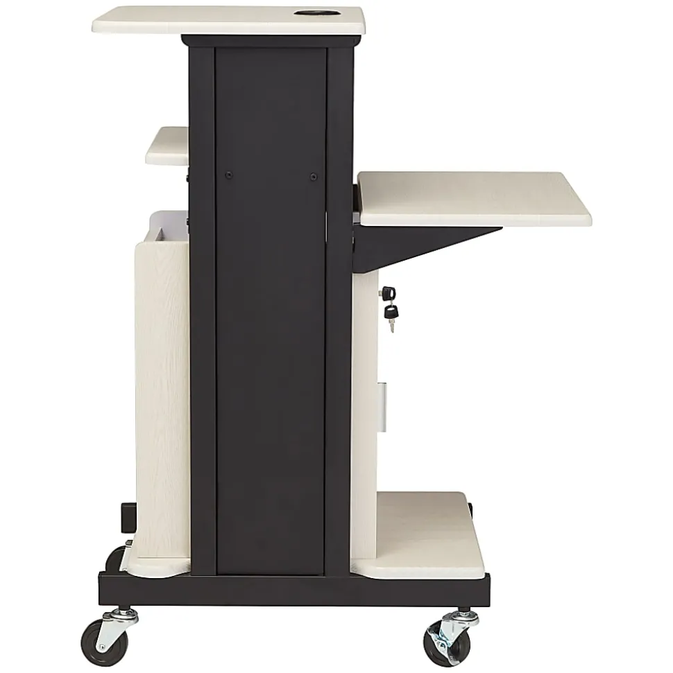 Oklahoma Sound? Premium Plus Presentation Cart With Storage Cabinet, Ivory/Black