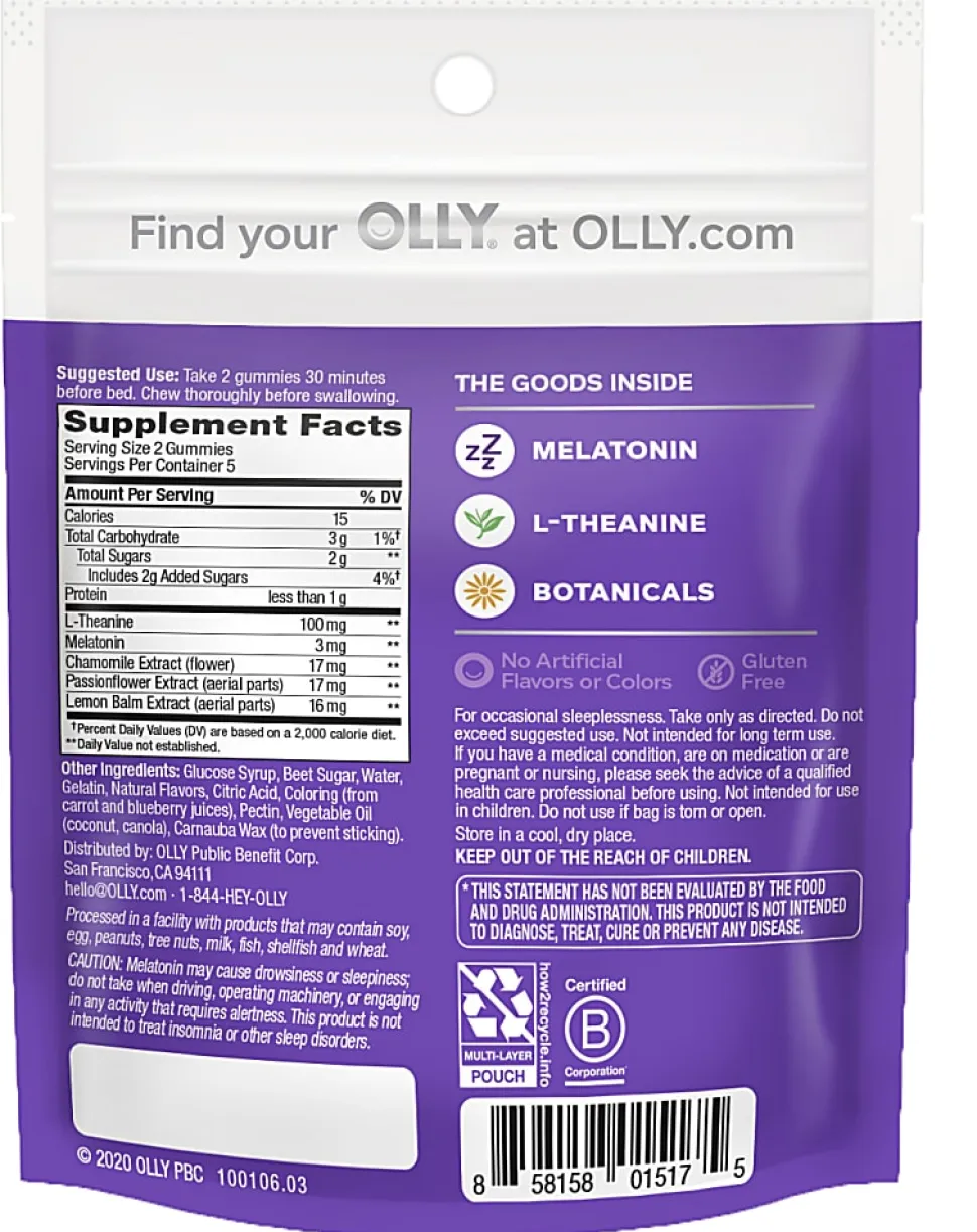 OLLY Restful Sleep Blackberry Zen Gummies, Pack Of 10 Gummies
