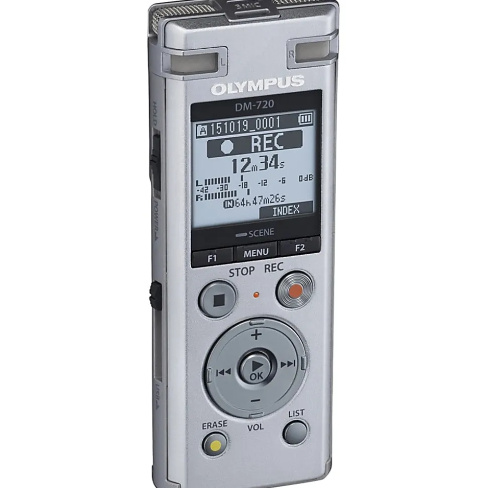 Olympus® DM-720 4GB Digital Voice Recorder, Silver