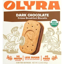 Olyra Breakfast Biscuit On The Go Packs, Creme Dark Chocolate, 5.3 Oz, Total Qty 6