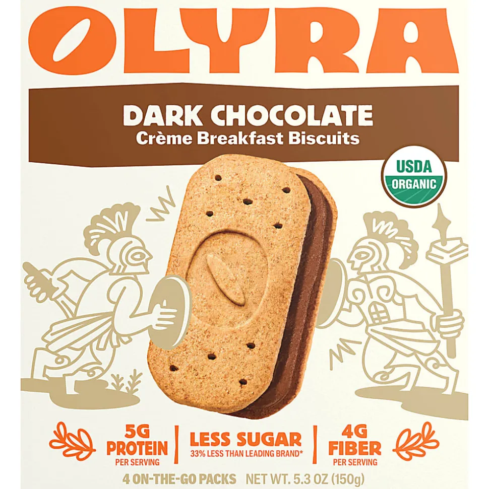 Olyra Breakfast Biscuit On The Go Packs, Creme Dark Chocolate, 5.3 Oz, Total Qty 6