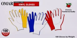 Omar Disposable Powder-Free Vinyl General-Purpose Gloves, Medium, Clear, 100 Gloves Per Box