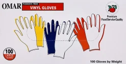 Omar Disposable Powder-Free Vinyl General-Purpose Gloves, Large, Clear, 100 Gloves Per Box