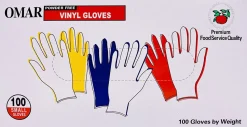 Omar Disposable Powder-Free Vinyl General-Purpose Gloves, Small, Clear, 100 Gloves Per Box