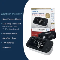 Omron® 10 Series® Upper Arm Blood Pressure Monitor and Cuff with Bluetooth® & Wide Backlit LCD Display, BP7465
