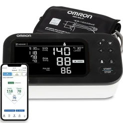 Omron® 10 Series® Upper Arm Blood Pressure Monitor and Cuff with Bluetooth® & Wide Backlit LCD Display, BP7465