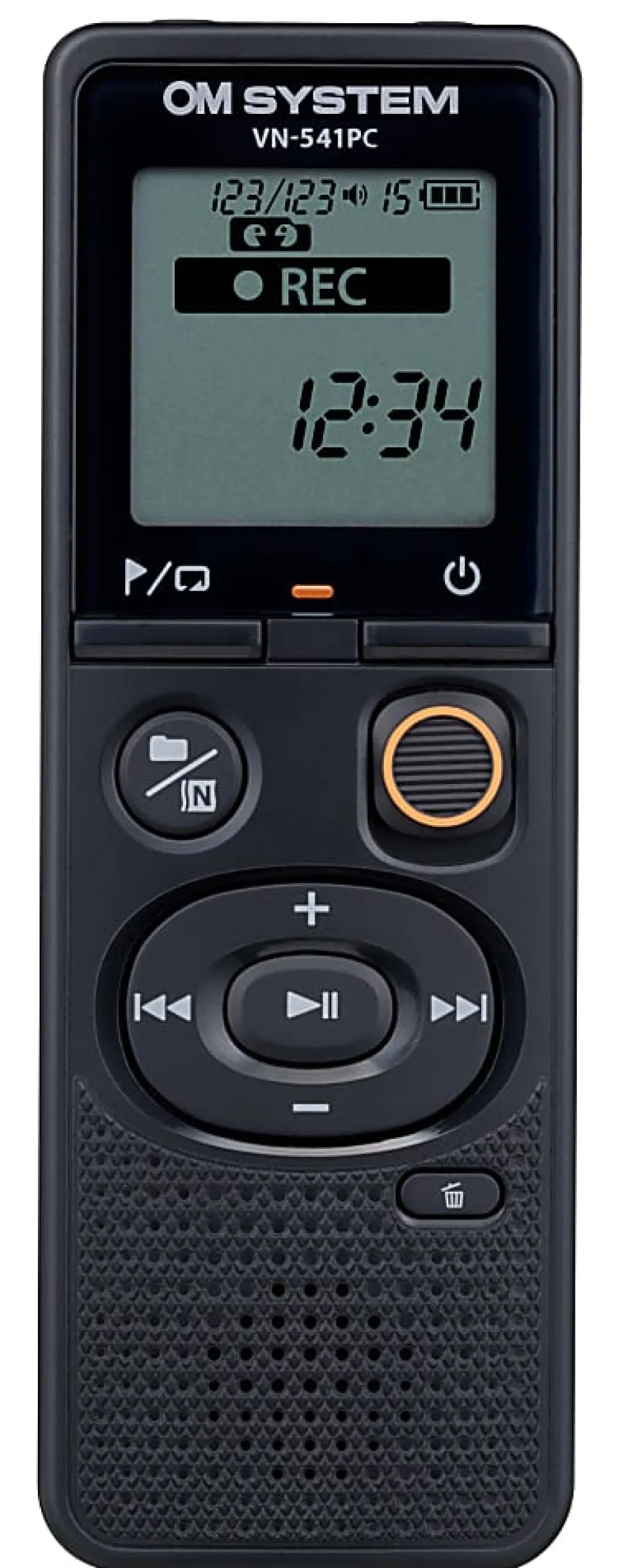 OM System VN-541PC Digital Voice Recorder, 4-5/16”H x 1-1/2”W x 1/8”D, Black
