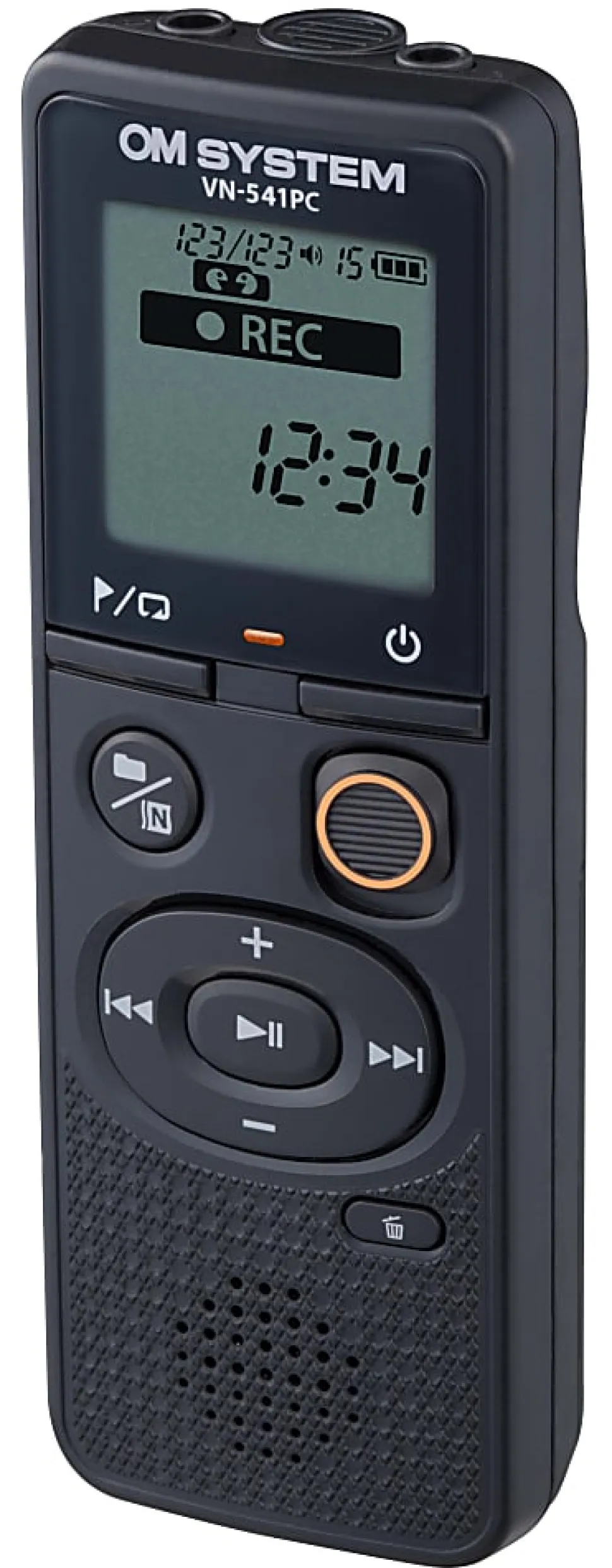 OM System VN-541PC Digital Voice Recorder, 4-5/16”H x 1-1/2”W x 1/8”D, Black