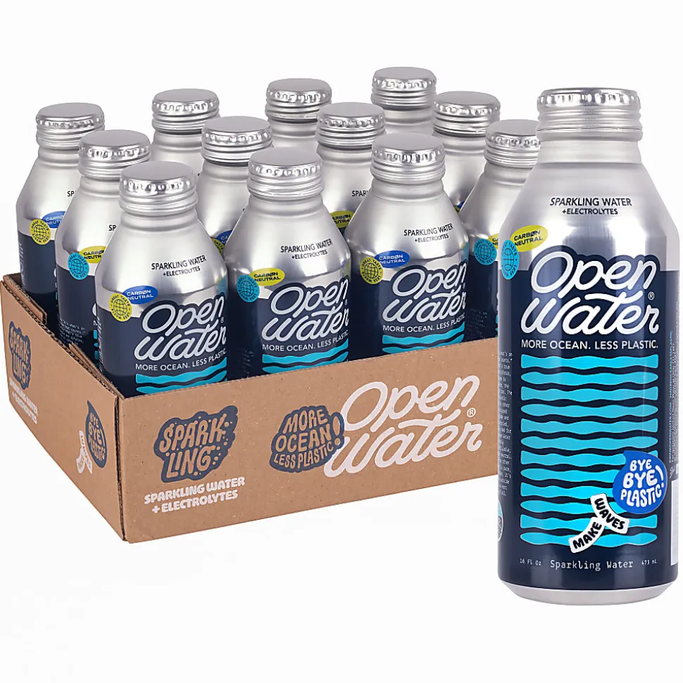 Open Water Sparkling Water Bottles, 16 Oz, Case Of 12 Bottles
