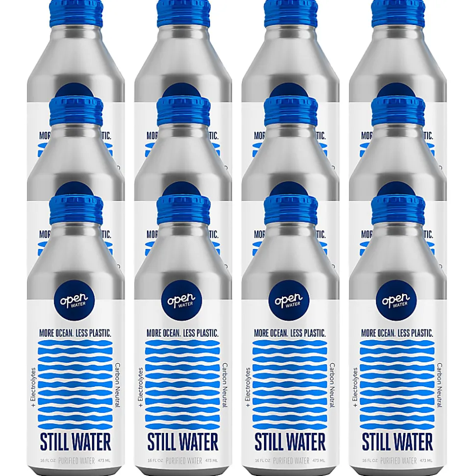 Open Water Still Bottled Water With Electrolytes, 16 Oz, Case Of 12