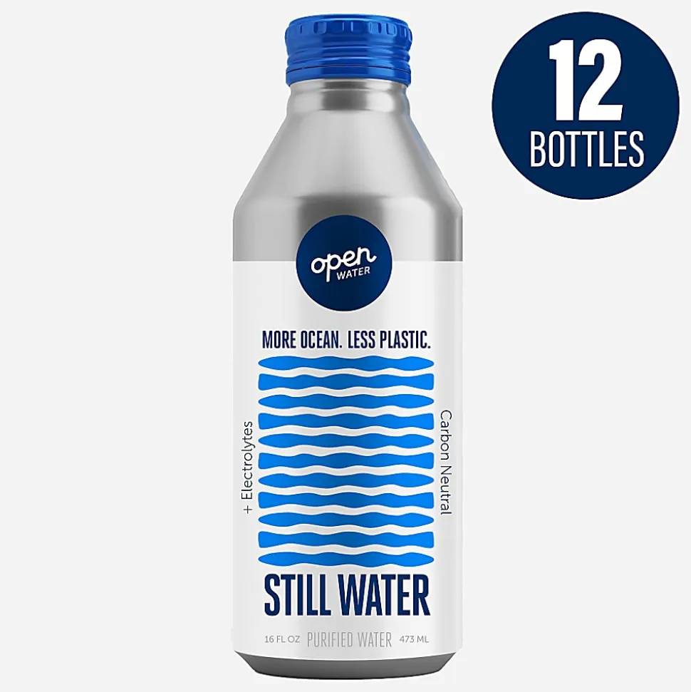 Open Water Still Bottled Water With Electrolytes, 16 Oz, Case Of 12