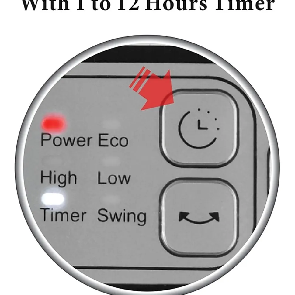 Optimus Portable Oscillation Ceramic Heater w/ Thermostat & LED - Ceramic - Electric - 500 W to 1500 W - H7245