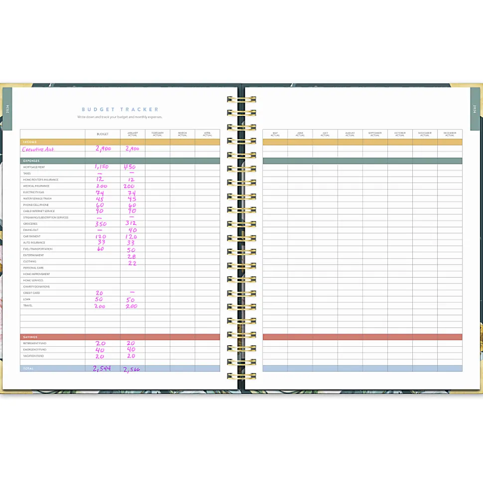 2026 Orange Circle Studio Deluxe Extra-Large Weekly/Monthly Spiral Planner, 11-3/16" x 9-3/16", Bella Flora, January To December, 26432