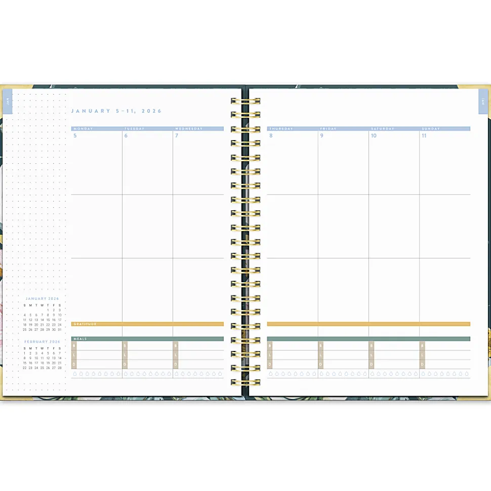 2026 Orange Circle Studio Deluxe Extra-Large Weekly/Monthly Spiral Planner, 11-3/16" x 9-3/16", Bella Flora, January To December, 26432