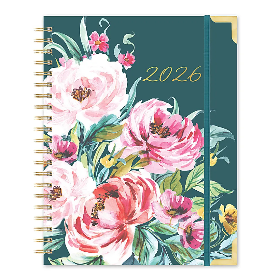 2026 Orange Circle Studio Deluxe Extra-Large Weekly/Monthly Spiral Planner, 11-3/16" x 9-3/16", Bella Flora, January To December, 26432